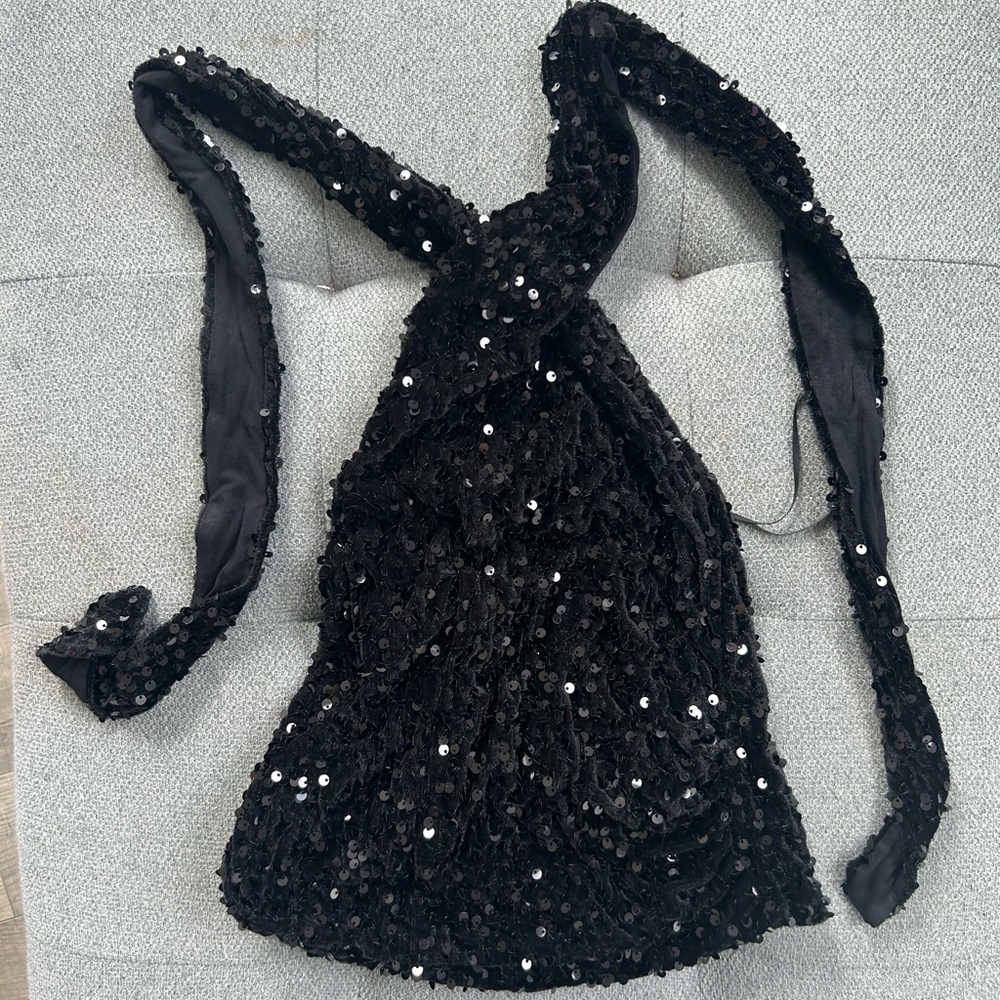 Zara Black Sparkle Halter Top US S